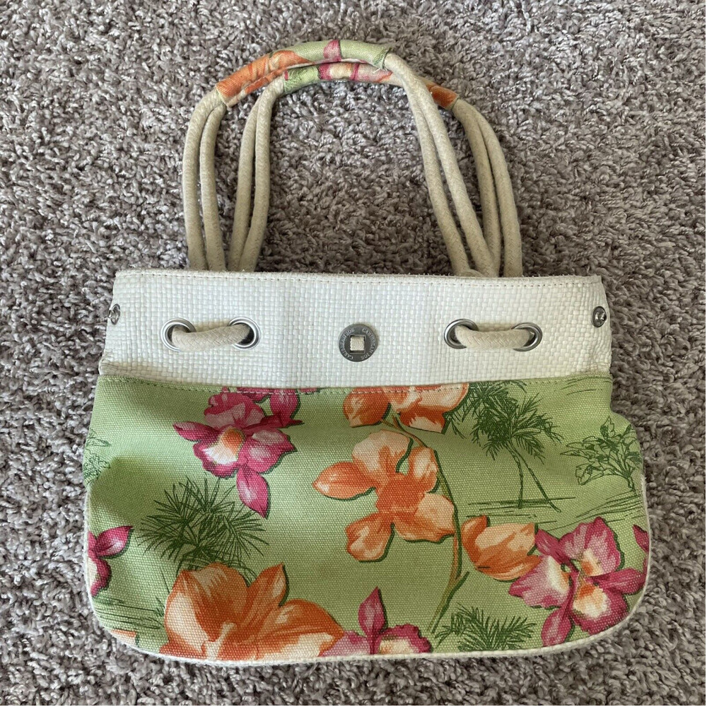Caribbean Joe Handbag Canvas Tropical Print Floral Y2K